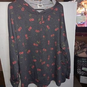 Long Sleeve Cherry print Hoodie Women's plus size 3x